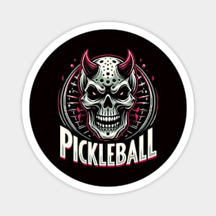 Pickleball Devil Skull Fire T-Shirt Design Magnet